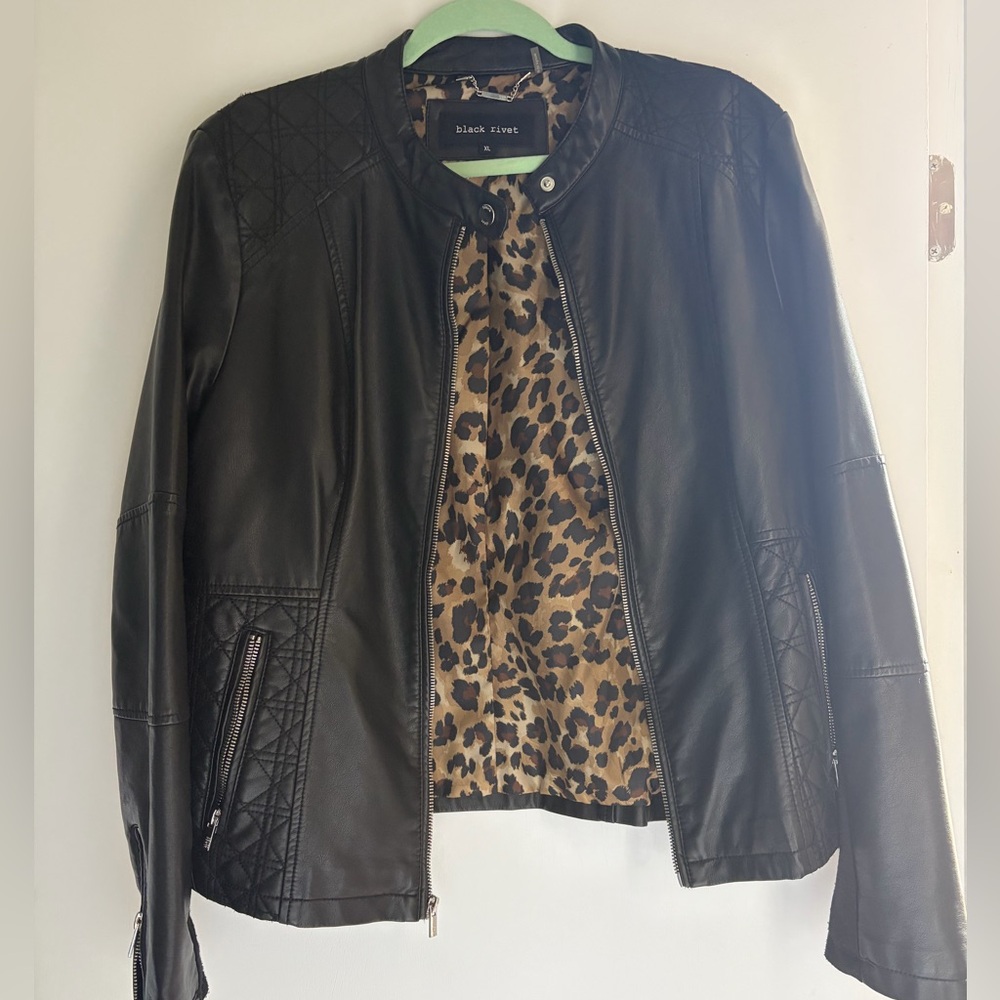 PERFECT CONDITION: Black Rivet Women's Black Leather Jacket